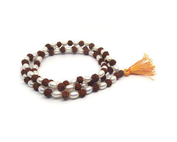 Rudraksha and Pearl 108+1 Beads Mala