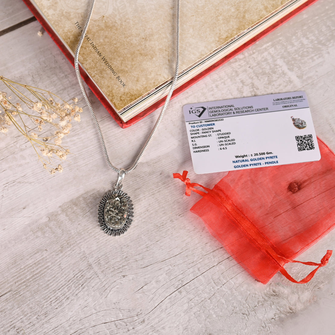 Money Magnet  Pyrite Pendant With Design (Unisex)