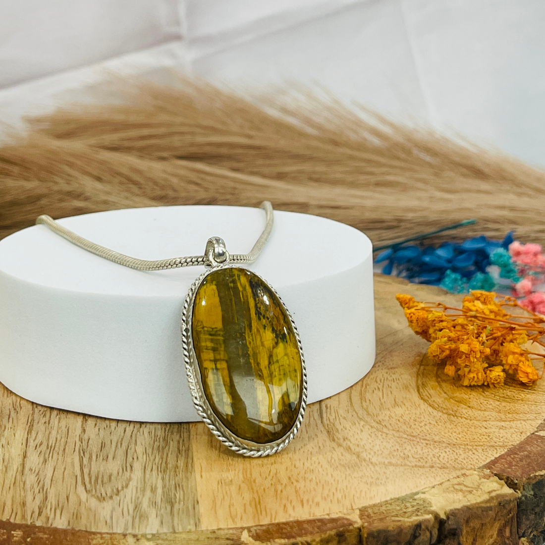 Tiger's eye Pendant With Chain ( Unisex )